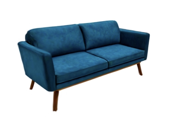 Generated blue sofa for Text-to-3D in Substance 3D Viewer